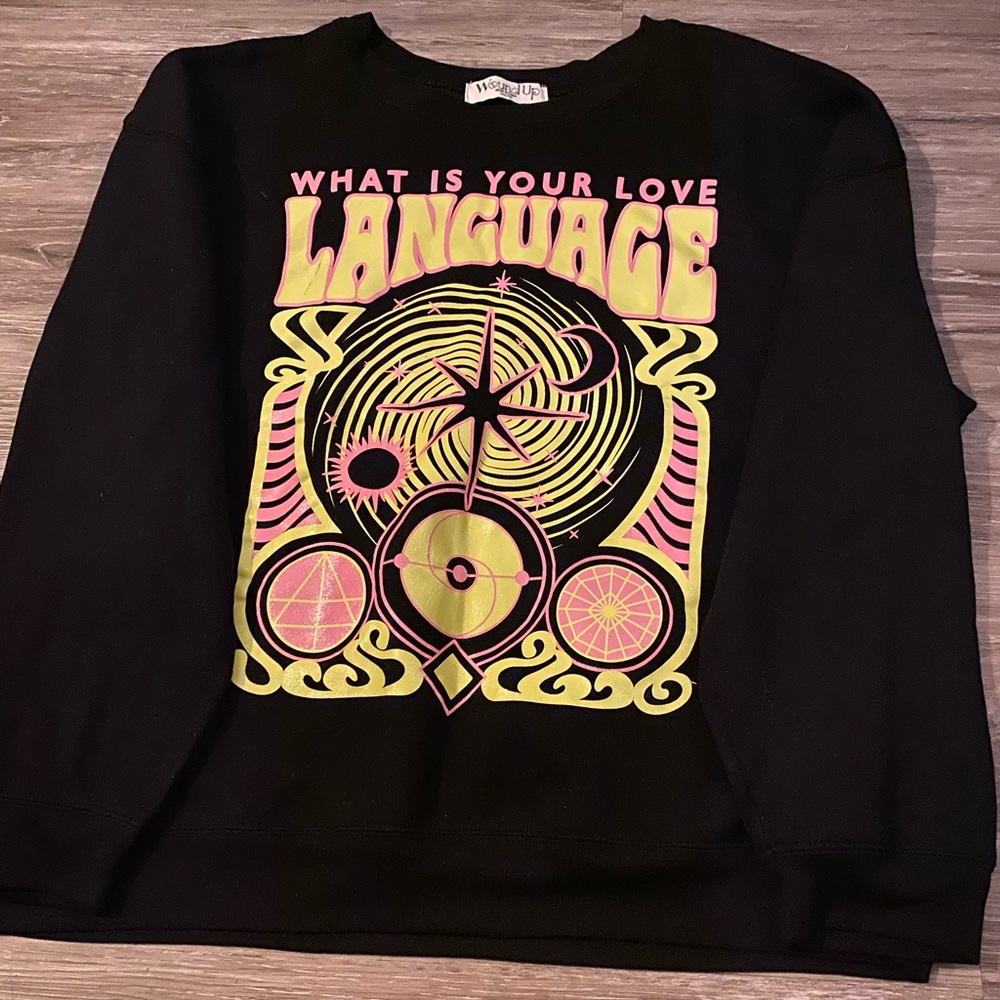 Black Graphic Sweatshirt with Neon Design